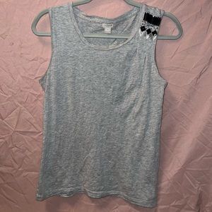 J. Crew gray bejeweled tank